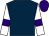 Dark Blue, White sleeves, Purple armlets and cap