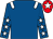 Royal blue, white epaulettes & stars on sleeves, red cap, white star