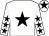 White, black star, white sleeves, black stars, white cap, black star