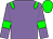 Mauve body, green epaulettes, mauve arms, green armlets, green cap