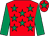 Red, emerald green stars, sleeves and star on cap