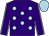 Purple, light blue spots, light blue seams on sleeves, light blue cap