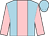 light blue, pink stripe, pink sleeves