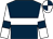 Dark blue, white hoop, white sleeves, dark blue armlets, quartered cap