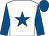 White, royal blue star, sleeves and cap