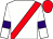 White, red sash, white sleeves, purple armlets, red cap