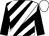 Black and white diagonal stripes, white sash and cap