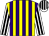 Yellow and purple stripes, white and black striped sleeves and cap