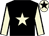 Black body, beige star, beige arms, black seams, beige cap, black star