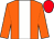 orange, white stripe, red cap