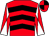 Red, black chevrons, red and white diabolo on sleeves, red and black quartered cap