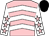 Pink, white chevrons, white sleeves, pink stars, black cap