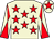 Beige, red stars, diabolo on sleeves and star on cap