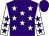 Purple, white stars, white sleeves, purple stars, purple cap