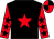 Black body, red star, red arms, black stars, red cap, black quartered