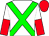 WHITE, GREEN cross belts, WHITE and RED halved sleeves, RED cap