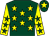 Dark green, yellow stars, yellow sleeves, dark green stars, dark green cap, yellow star