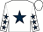 White, dark blue star, dark blue stars on sleeves, white cap