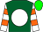 Kelly green, white ball, , white sleeves, orange hoops, green cap