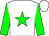 White, green star and sleeves, white cap