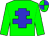 Green body, blue cross of lorraine, green cap, blue quartered