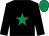 Black, emerald green star, emerald green cap