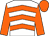 White & orange chevrons, orange sleeves & cap