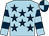 Light blue, dark blue stars, dark blue hoops on sleeves, dark blue and light blue quartered cap