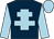 dark blue, light blue cross of lorraine, light blue sleeves and cap