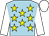 Light blue, yellow stars, white sleeves and cap