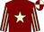 Maroon, beige star, striped sleeves, quartered cap