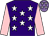 Purple, white stars, pink sleeves, mauve cap, white stars