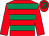 Red, emerald green hoops, red sleeves