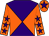 Purple and orange diabolo, orange sleeves, purple stars, orange cap, purple star