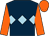 Dark blue, light blue triple diamond, orange sleeves and cap