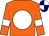 Orange, white spot, white armbands, navy and white quartered cap