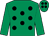 Emerald green, black spots, emerald green sleeves, black spots on cap