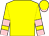 Yellow,pink sash with white spots, pink armbands and cuffs,yellow cap white spots, pink peak