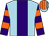 light blue, purple stripe, purple and orange hooped sleeves, light blue and orange striped cap