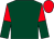 Dark green, red and dark green halved sleeves, red cap