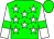 green, white stars, green armbands on white sleeves, green cap