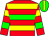 Red, yellow and green hoops, yellow stripe on green cap