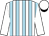 white, light blue stripes, white sleeves and cap, black peak