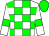 White body, big-green checked, white arms, big-green armlets, big-green cap