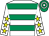 White, emerald green hoops, white sleeves, yellow stars, emerald green and white hooped cap