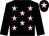 Black, pink stars, black sleeves, pink star on cap