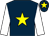 Dark blue, yellow star, white sleeves, dark blue cap, yellow star