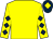 Yellow, dark blue diamonds on sleeves, dark blue cap, yellow diamond