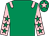 Emerald green, pink epaulets, pink sleeves, emerald green stars, emerald green cap, pink star