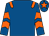 Royal blue, orange epaulets, chevrons on sleeves, royal blue cap, orange star